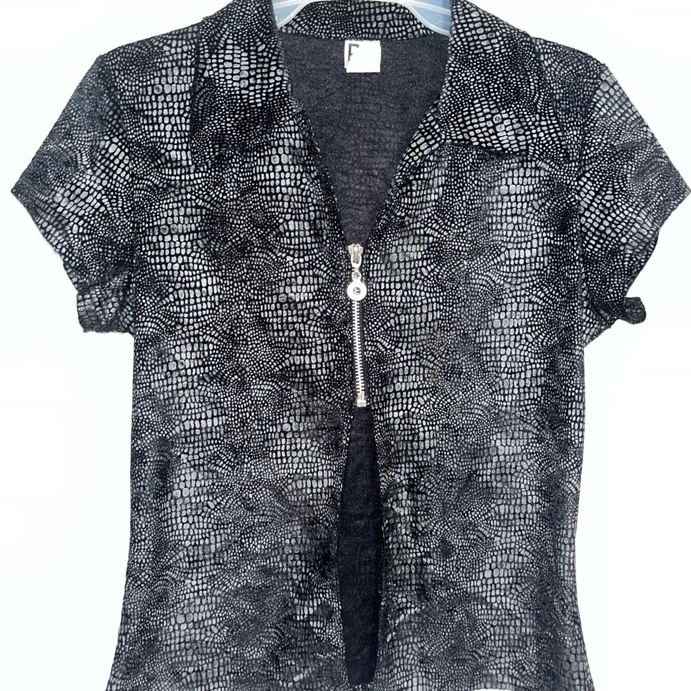 Black and White Animal Print Women's Top
